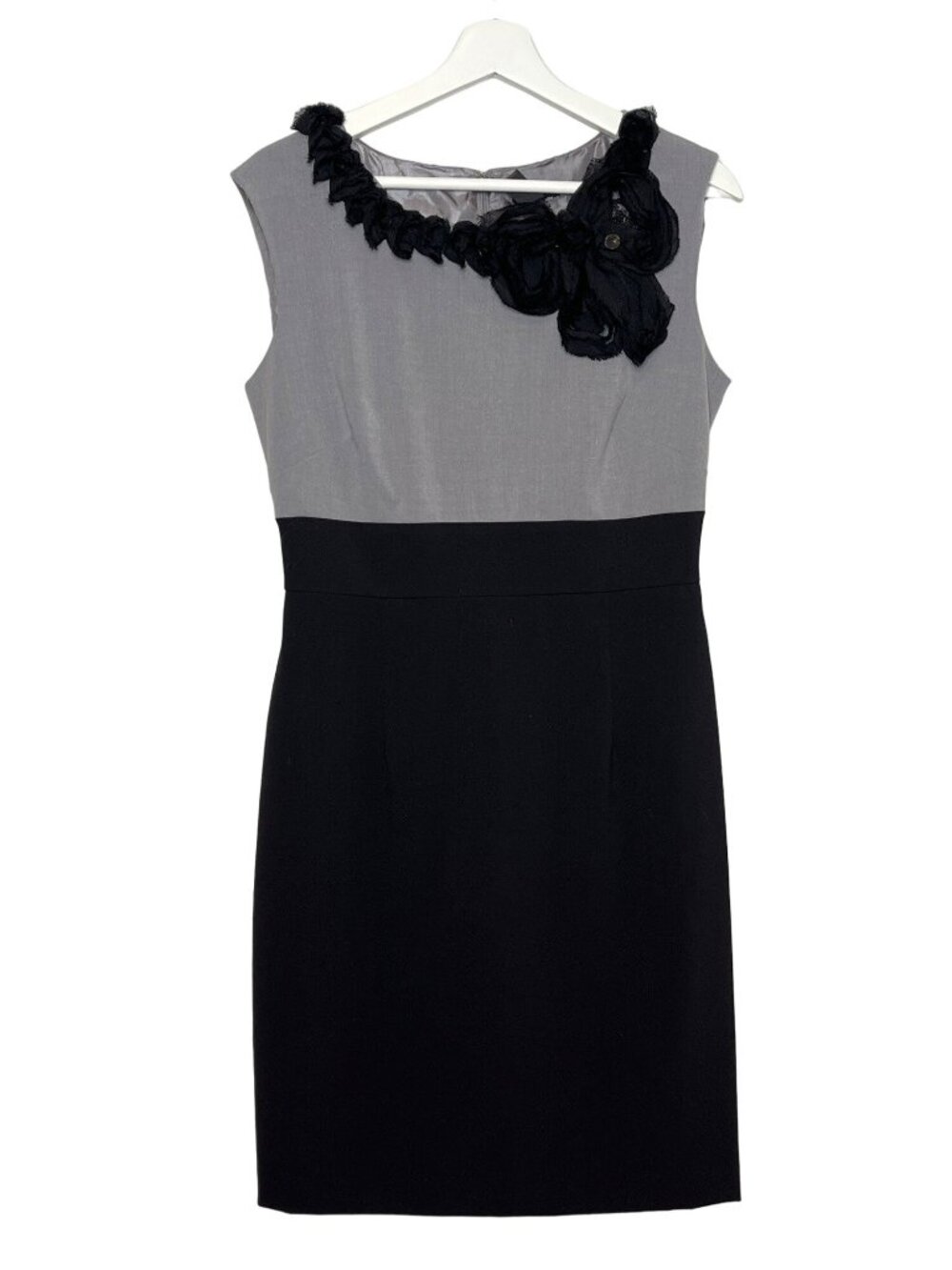 New Directions Sleeveless Colorblock Sheath Dress Black Gray Women’s 6